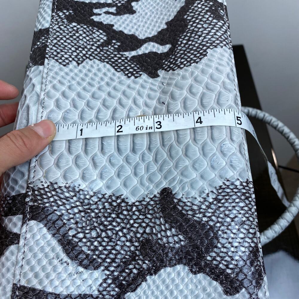 Jimmy Choo Gray and Black Python-Print Leather Top-Handle Shoulder Bag - Picture 14 of 16